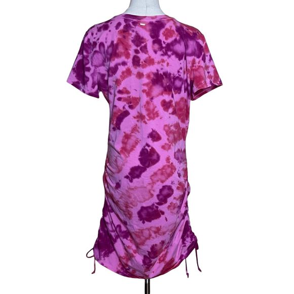 PINK Victoria's Secret NWT T-Shirt Dress Pink Tie Dye Size XL Ruched Sides - Picture 8 of 12